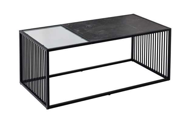 Table Basse ARCHITECTURE 100 cm – Aspect Marbre et Verre Fumé