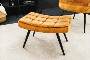 Tabouret SCANDINAVIA – Velours Jaune Moutarde