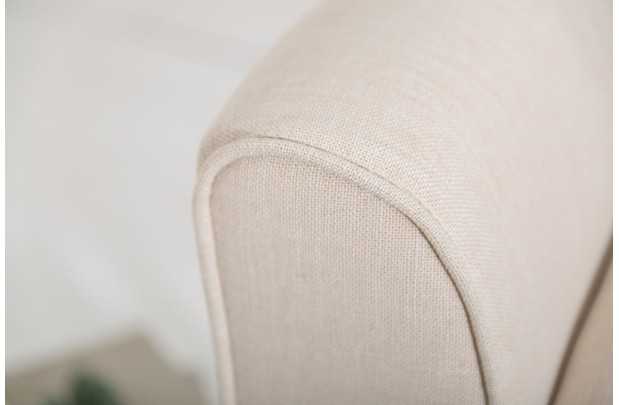 Banc de Style Rétro en Lin Beige - Élégance et Confort dans un Design Intemporel