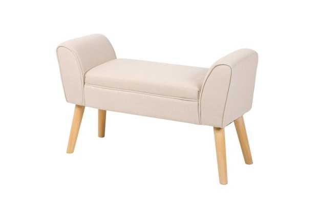 Banc de Style Rétro en Lin Beige - Élégance et Confort dans un Design Intemporel