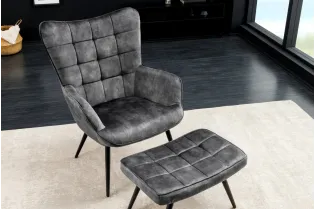 Pouf design carré de 40 cm en polyester capitonné teinté noir et bl... 2