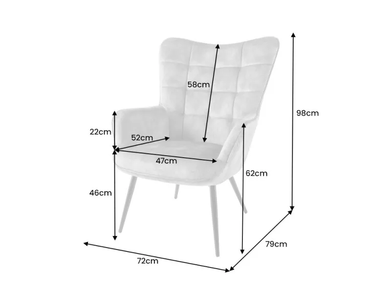 Fauteuil SCANDINAVIA avec accoudoirs – Tissu Texturé Bleu