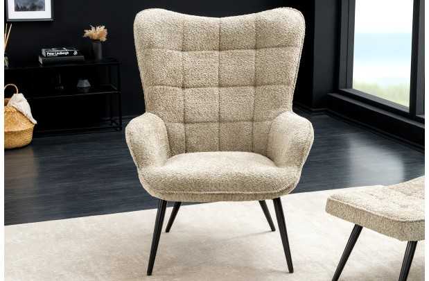 Fauteuil design royal baroque coloris gris antique en simili-cuir F...