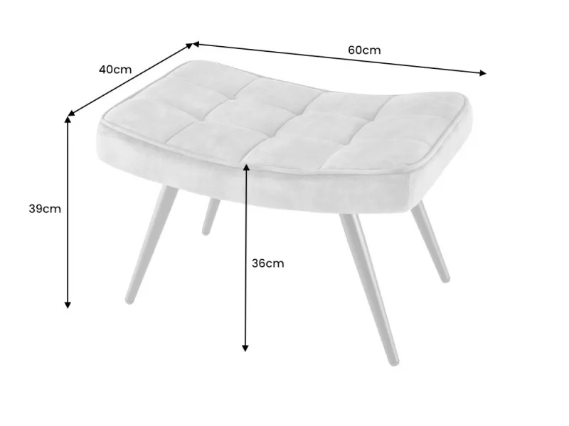 Tabouret de style baroque de 55 cm en velours coloris argent et doré pas cher