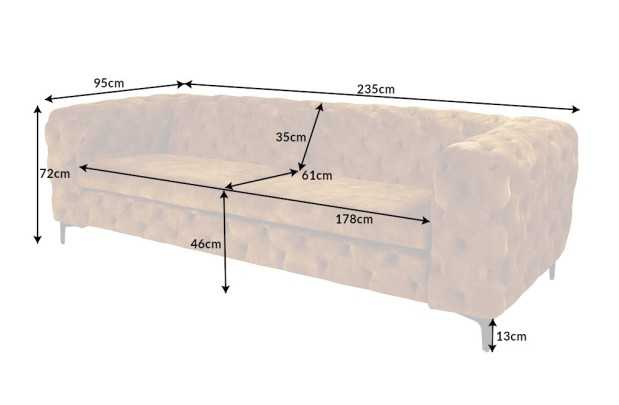 Canapé MODERN BAROCK 240cm 3 places – Élégance et raffinement en velours jaune moutarde