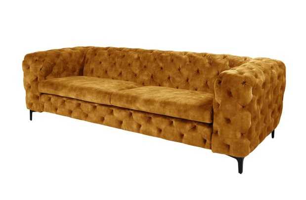 Canapé MODERN BAROCK 240cm 3 places – Élégance et raffinement en velours jaune moutarde