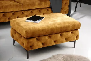Tabouret MODERN BAROCK 90cm – Velours Jaune Moutarde 2