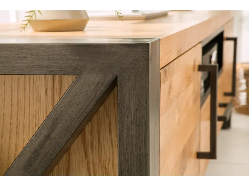 Meuble TV en Bois Massif de Chêne Sauvage 200cm