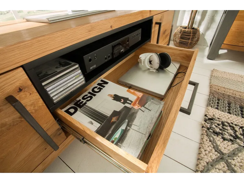 Meuble TV en Bois Massif de Chêne Sauvage 200cm