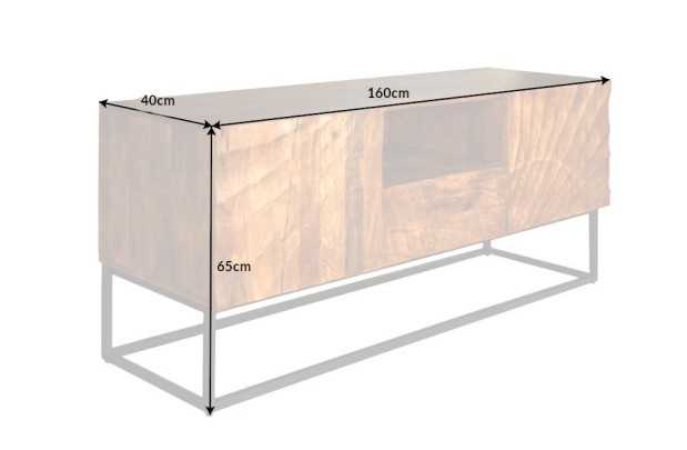 Meuble TV en Bois Massif avec Sculptures 3D