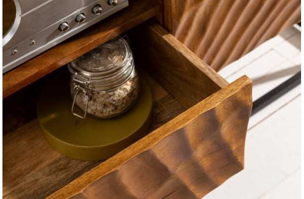 Meuble TV en Bois Massif avec Sculptures 3D