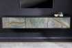 Meuble TV 160cm en Bois d'Acacia avec Façades en Placage de Pierre Marbrée