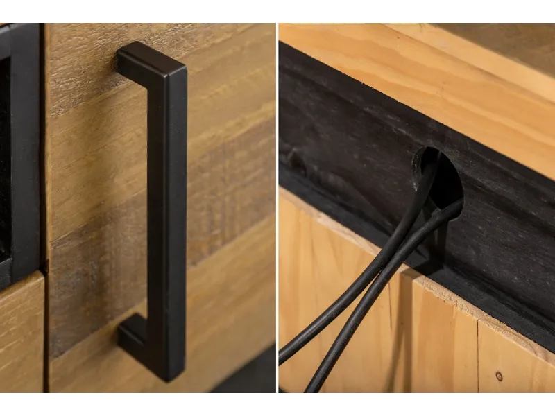 Meuble Bois et Fer Industriel 200 cm – Meuble TV Bois Massif