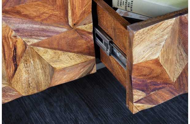 Meuble TV en Bois de Sesham avec Surface 3D Faite à la Main