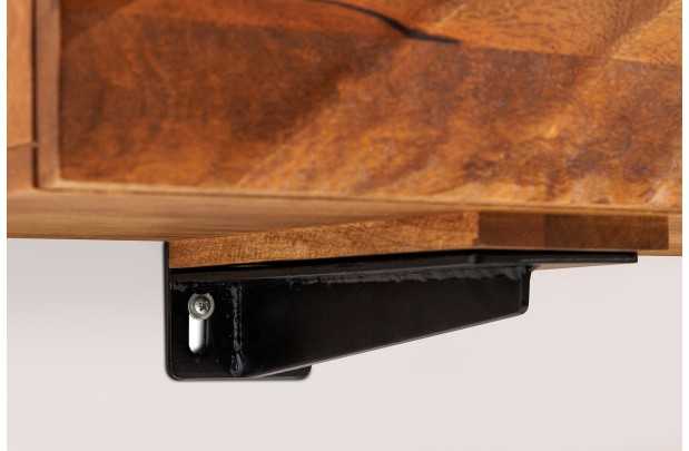 Meuble TV Suspendu en Bois de Manguier avec Surface en Relief 3D