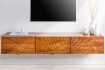 Meuble TV Suspendu en Bois de Manguier avec Surface en Relief 3D