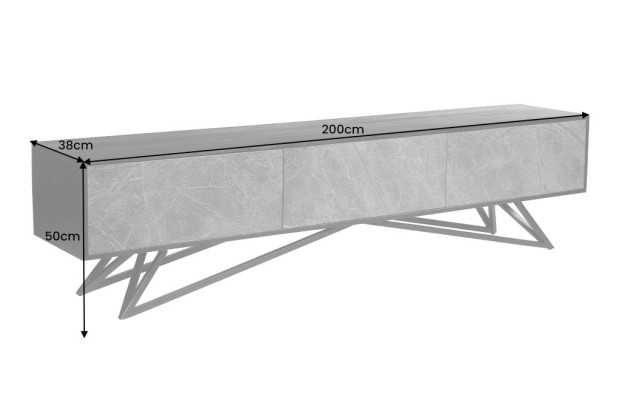 Meuble TV avec Façades en Placage de Pierre Marbrée