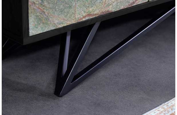 Meuble TV avec Façades en Placage de Pierre Marbrée