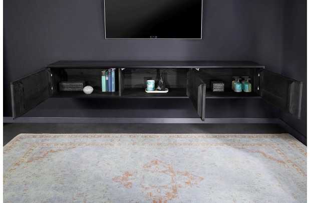 Meuble TV avec Façades en Placage de Pierre Marbrée