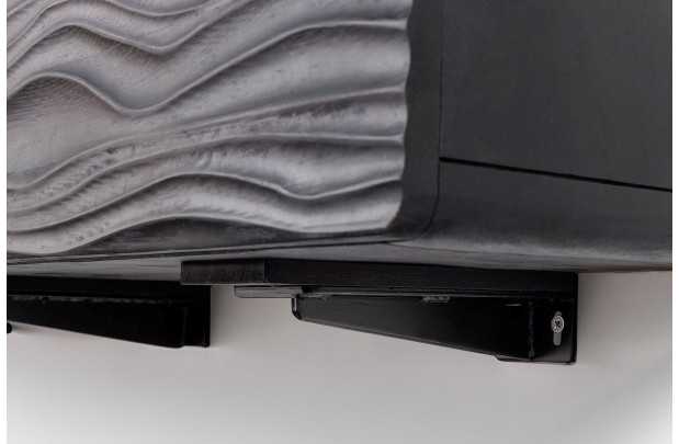 Meuble TV en Bois de Manguier Laqué avec Motif de Vagues