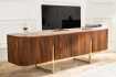 Meuble TV Rétro en Bois Massif Rainuré