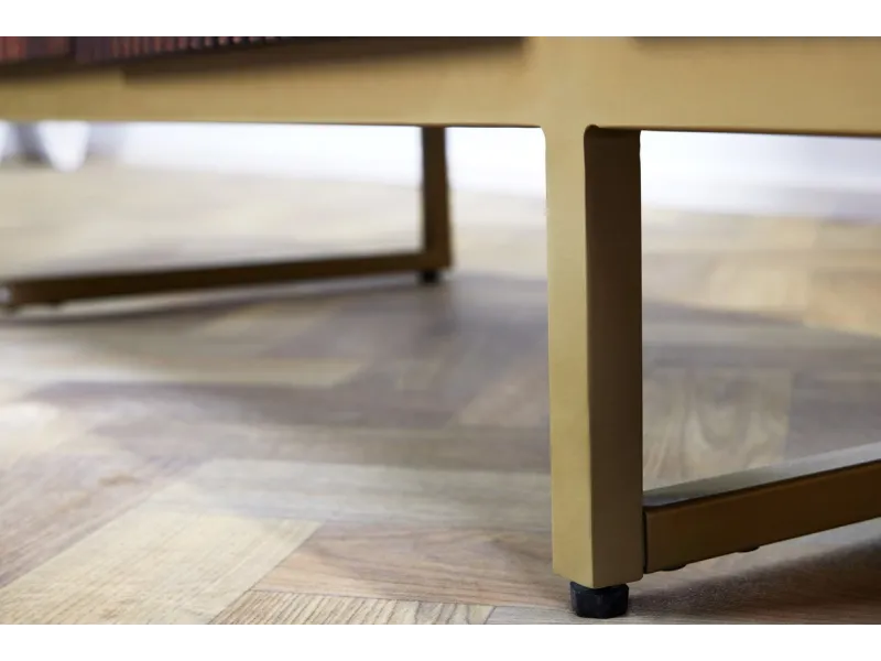 Buffet Rétro Bois de Manguier Massif & doré 160cm - Adenia Home