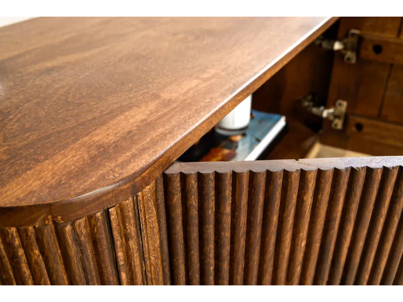 Buffet Rétro Bois Massif de Manguier  & doré 160cm - Adenia Home