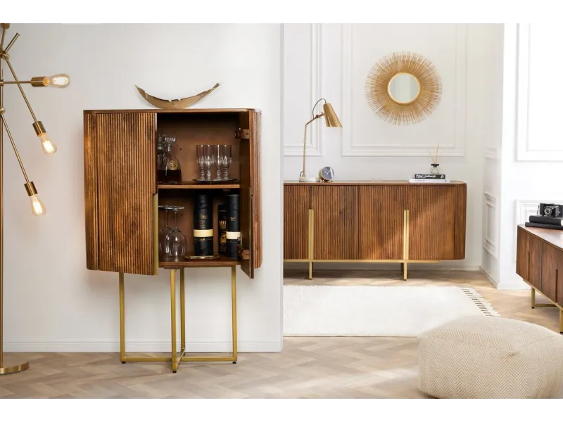 Buffet Rétro Bois Massif de Manguier  & doré 160cm - Adenia Home