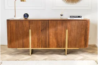 Buffet Rétro Bois Massif de Manguier  & doré 160cm - Adenia Home 2