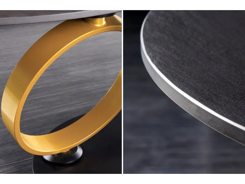 Lot de 3 tables d'appoint design coloris noir et cuivre Table d'app...