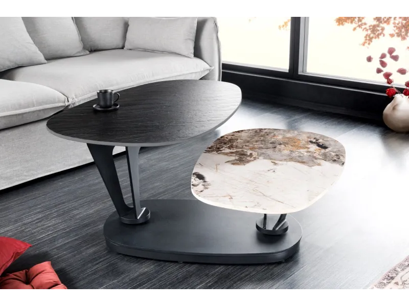 Table d'appoint design en verre / métal argenté Table d'appoint  |l...