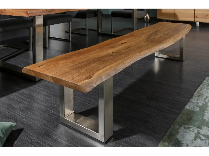 Banc 160 cm design industriel alliant bois et métal Chaises de sall...