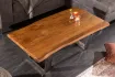 Table basse moderne 110cm coloris naturel et chromé en bois massif pas cher