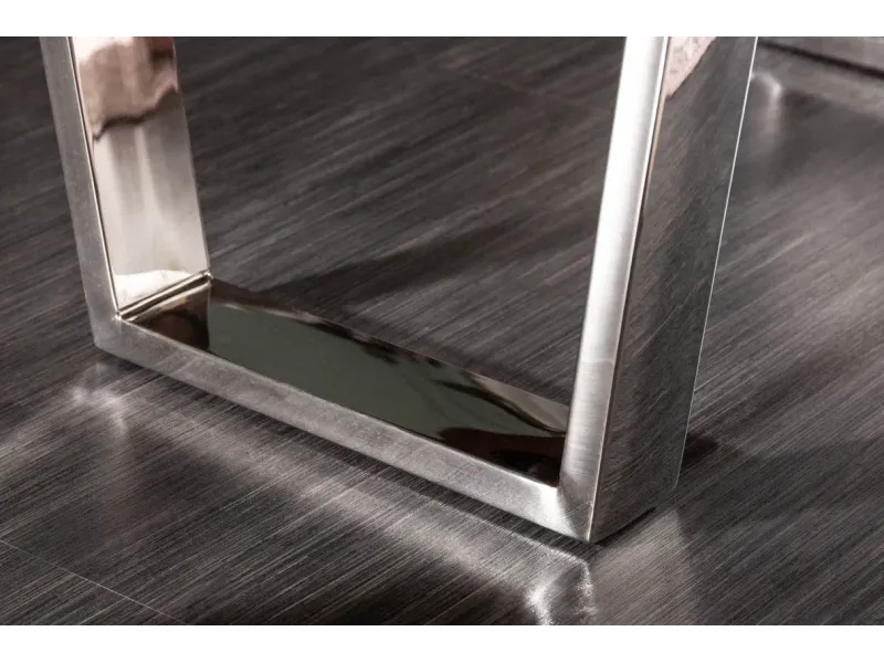 Table basse moderne 110cm coloris naturel et chromé en bois massif pas cher