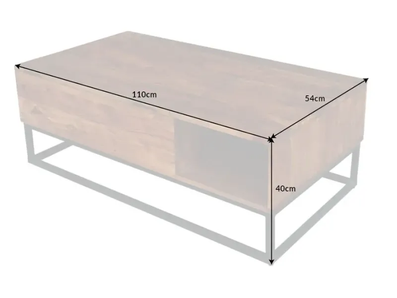 Table basse moderne 110cm coloris naturel et chromé en bois massif pas cher