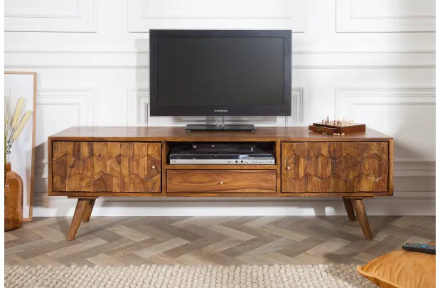Meuble TV en Bois Massif Sheesham - Style Naturel