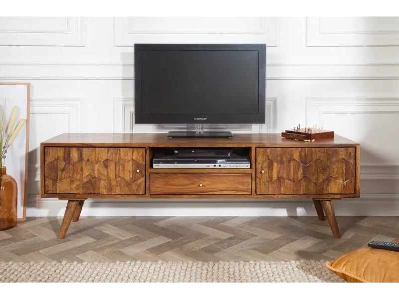 Meuble TV Bois Massif Sheesham avec Tiroirs | Meubles en Sheesham