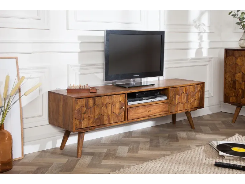 Meuble TV Bois Massif Sheesham avec Tiroirs | Meubles en Sheesham