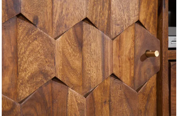 Meuble TV en Bois Massif Sheesham - Style Naturel