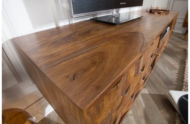 Meuble TV en Bois Massif Sheesham - Style Naturel