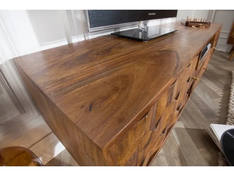 Meuble TV Bois Massif Sheesham avec Tiroirs | Meubles en Sheesham