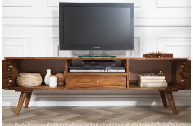 Meuble TV en Bois Massif Sheesham - Style Naturel