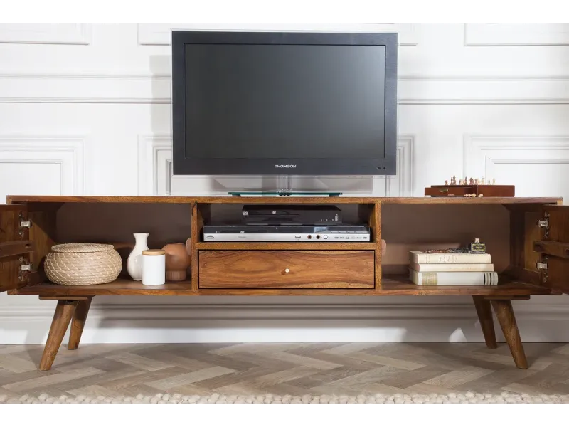 Meuble TV Bois Massif Sheesham avec Tiroirs | Meubles en Sheesham