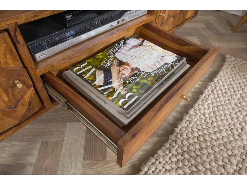 Meuble TV Bois Massif Sheesham avec Tiroirs | Meubles en Sheesham