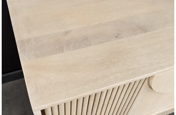 Meuble TV ART DÉCO 200 cm – Bois de manguier blanchi 3D