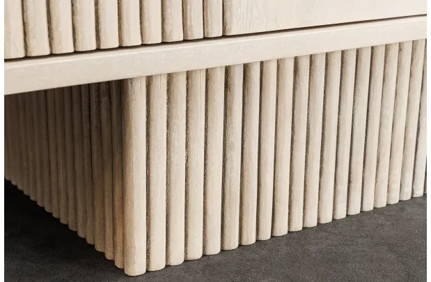 Meuble TV ART DÉCO 200 cm – Bois de manguier blanchi 3D