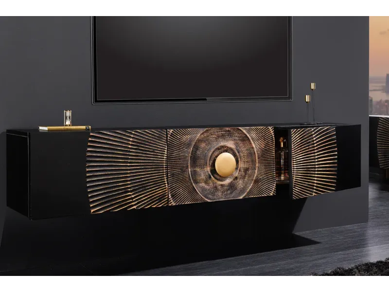 Meuble TV contemporain |Meuble TV design ovale avec étagère coloris...