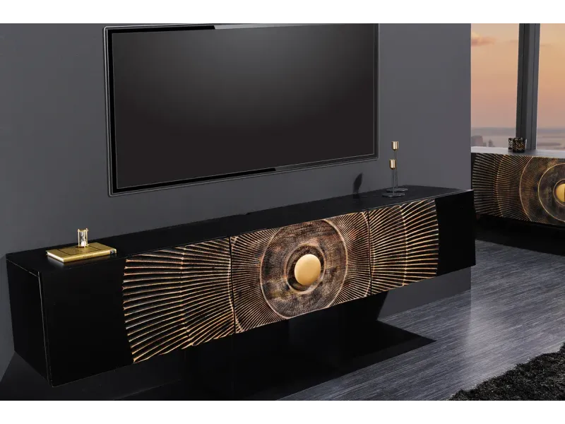 Meuble TV contemporain |Meuble TV design ovale avec étagère coloris...