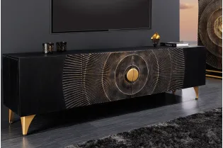 Meuble TV Golden Sunset Noir et doré 180cm - Adenia Home