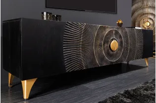 Meuble TV Golden Sunset Noir et doré 180cm - Adenia Home 2
